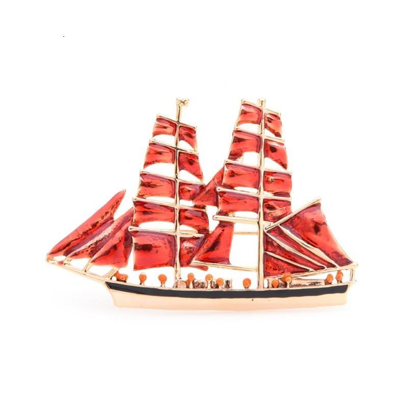 Big Red Ship Brooch | Brooch Paradise