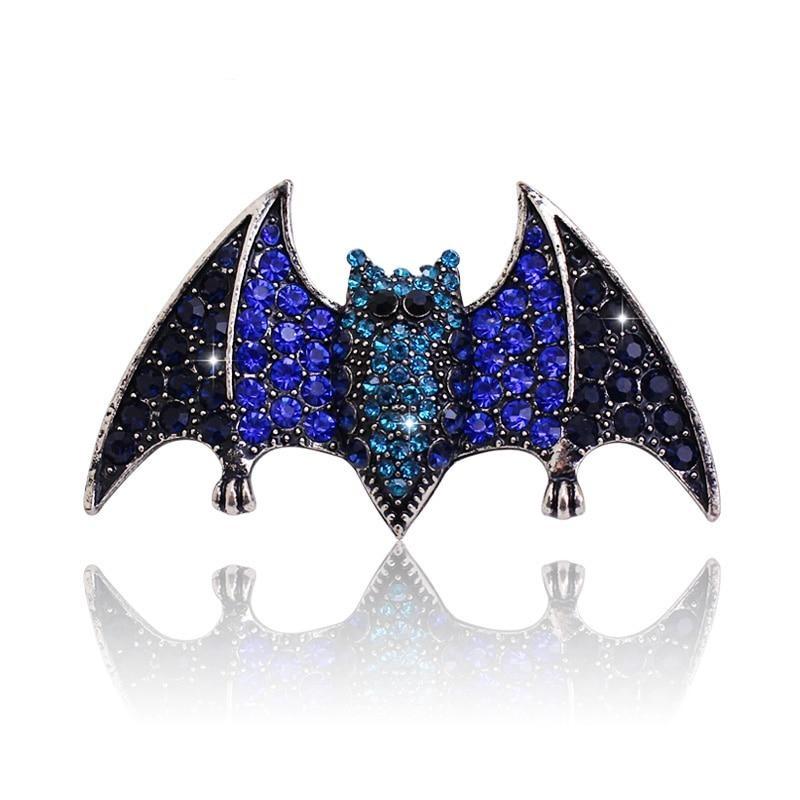 Dark Blue Rhinestone Bat Brooch | Brooch Paradise