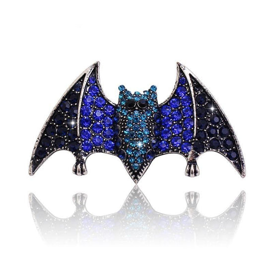 Dark Blue Rhinestone Bat Brooch | Brooch Paradise