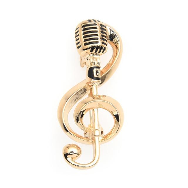 Gold Microphone Brooch | Brooch Paradise