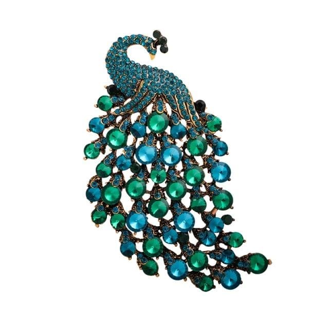 Green Peacock Brooch | Brooch Paradise