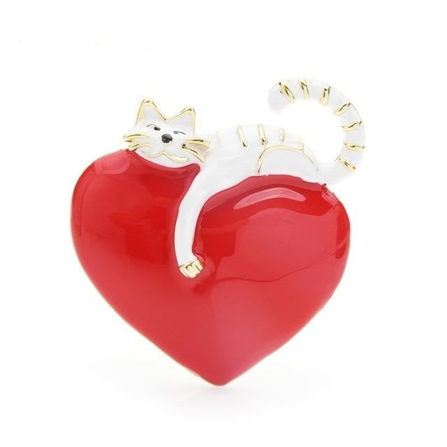 Love Brooch - White Cat | Brooch Paradise