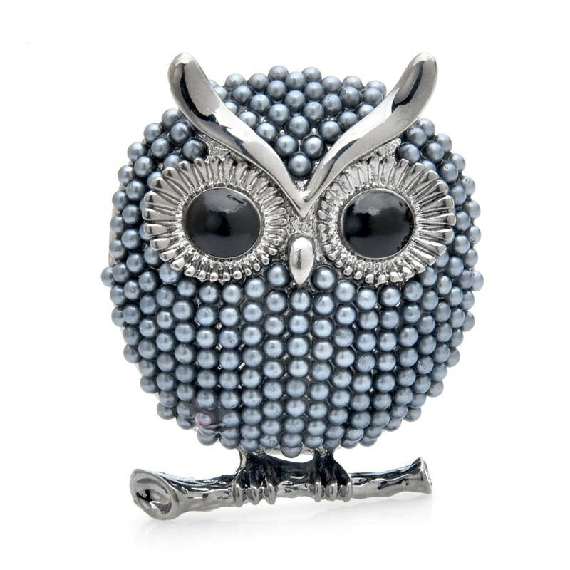 Owl Brooch - Grey Color | Brooch Paradise