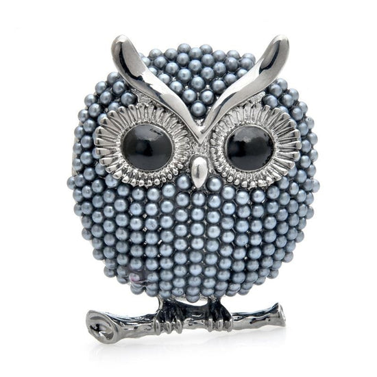 Owl Brooch - Grey Color | Brooch Paradise