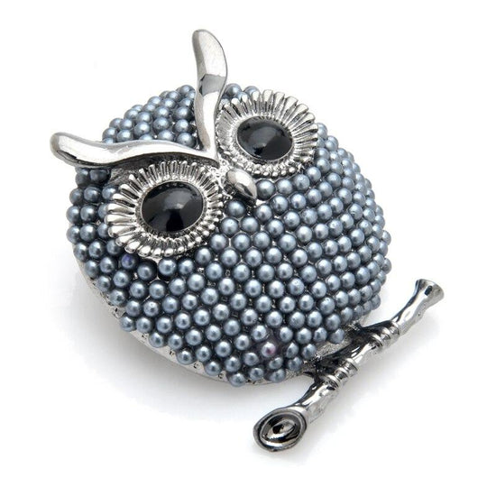 Owl Brooch - Grey Color | Brooch Paradise