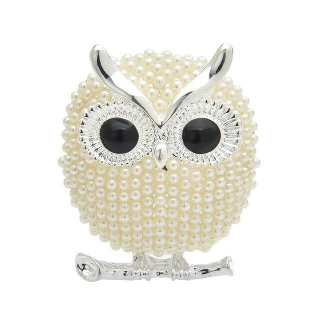 Owl Brooch - White Color | Brooch Paradise