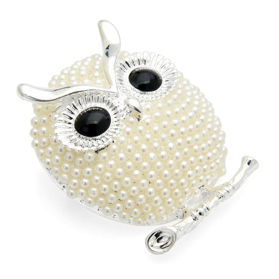 Owl Brooch - White Color | Brooch Paradise
