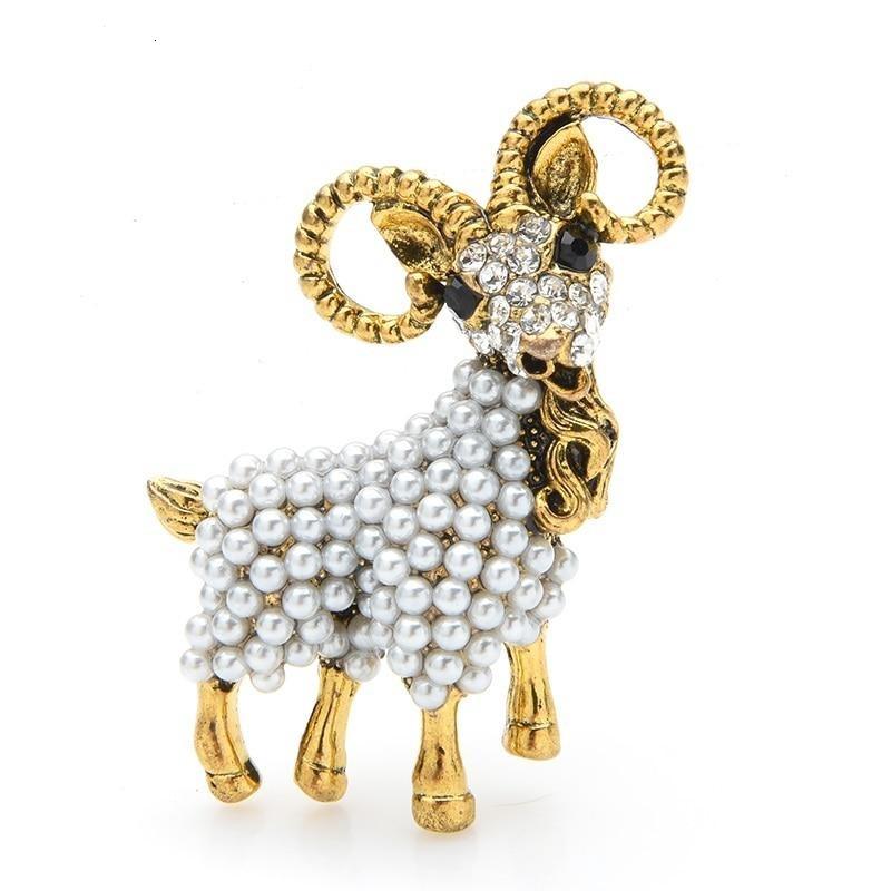 Pearl Goat Brooch | Brooch Paradise