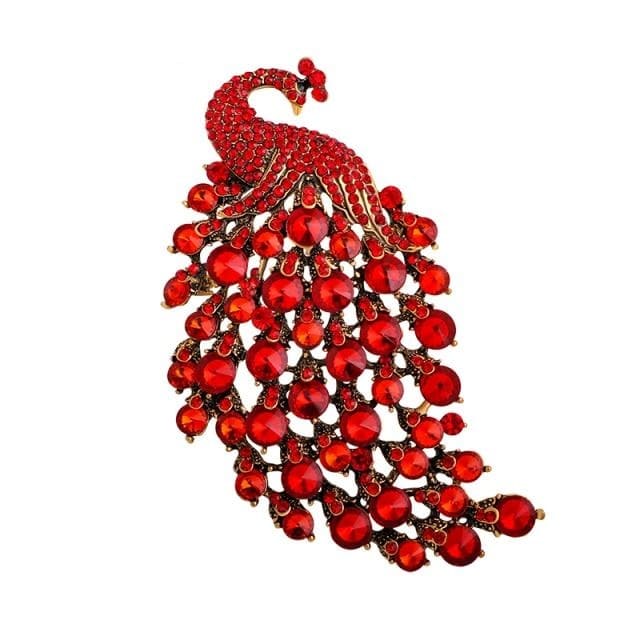 Red Peacock Brooch | Brooch Paradise