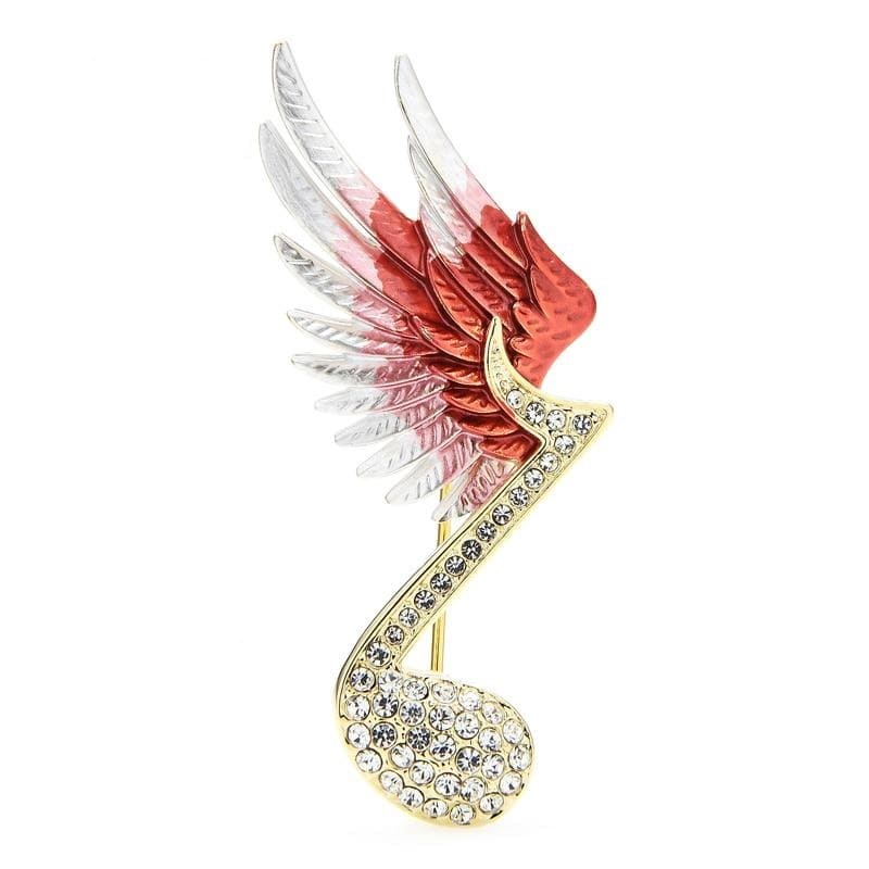 Red Rhinestone Musical Note Brooch | Brooch Paradise