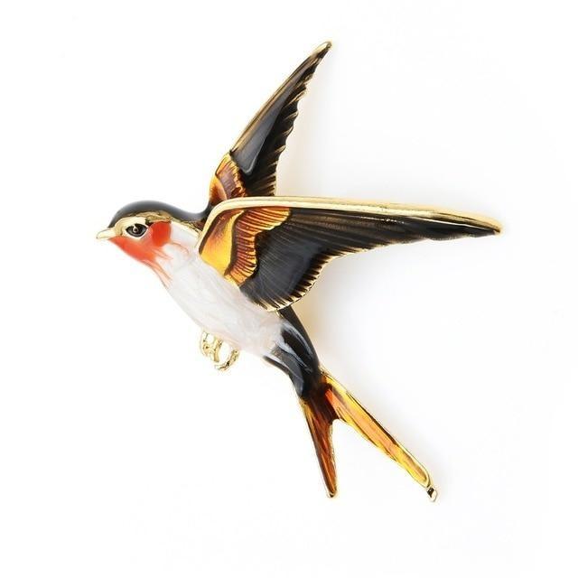 Red Swallow Brooch | Brooch Paradise