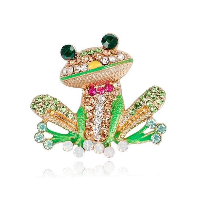 Rhinestone Frog Brooch Multicolor | Brooch Paradise