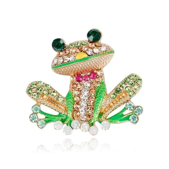 Rhinestone Frog Brooch Multicolor | Brooch Paradise