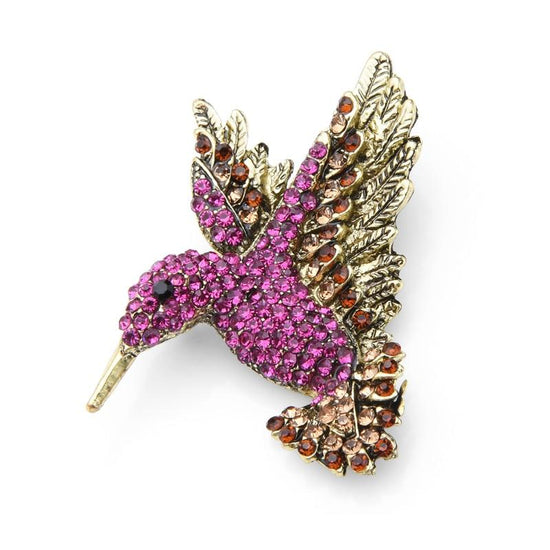 Rhinestone Hummingbird Brooch - Pink Color | Brooch Paradise